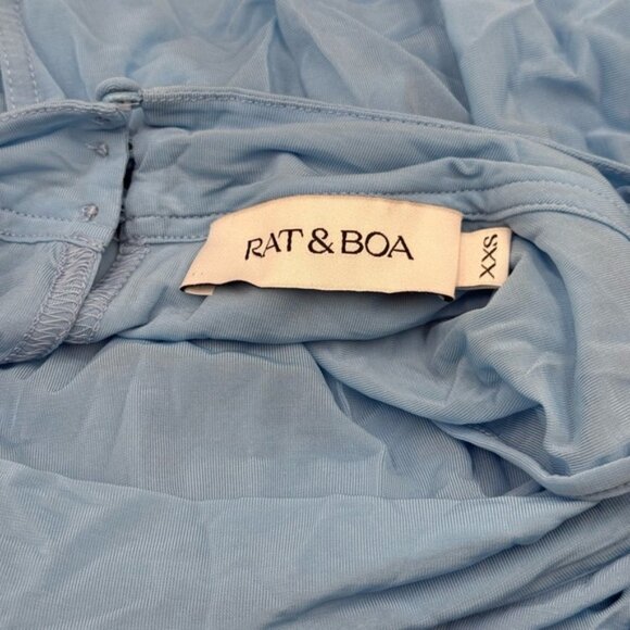 🆕 RAT & BOA 🧿 NWOT Freja Slinky Baby Blue Tie-Waist T-Shirt Mini Dress, Sz XXS - Picture 12 of 14